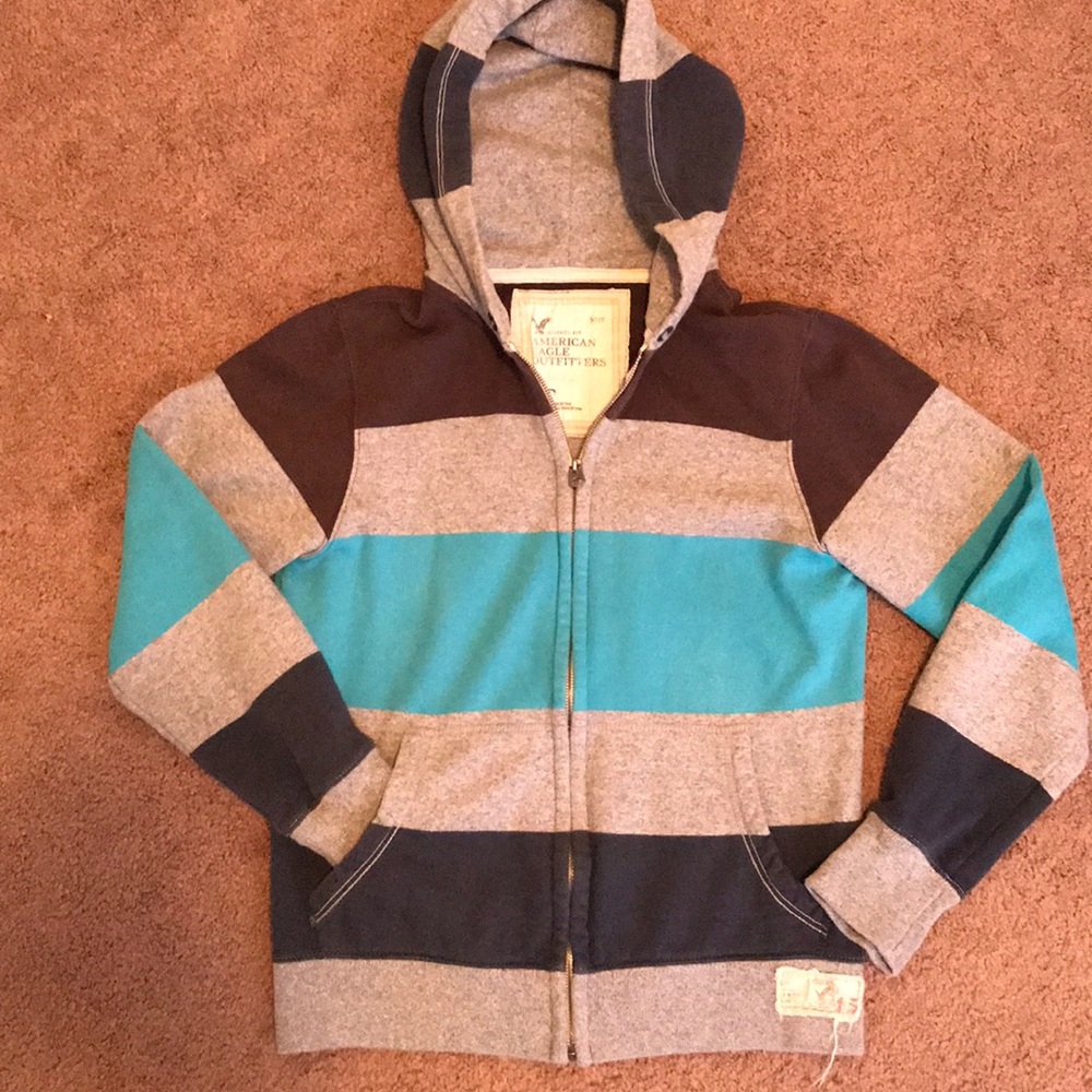 american eagle striped zip up hoodie / jacket